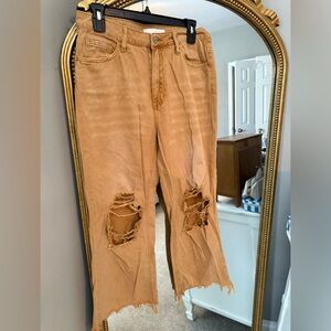 Distressed Golden Straight Leg Jeans